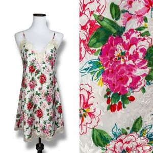 Vintage Victoria’s Secret Gold Label Satin Floral Slip Dress Lace Lingerie S